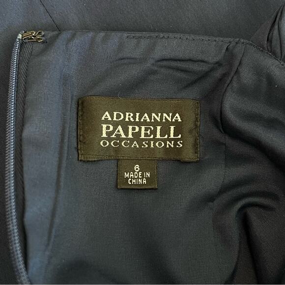 Adrianna Papell Dark Navy Ruched Event Evening Cocktail Dress Size 6 - Picture 11 of 11